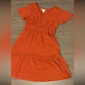 Orange Tiered Summer Dress Small